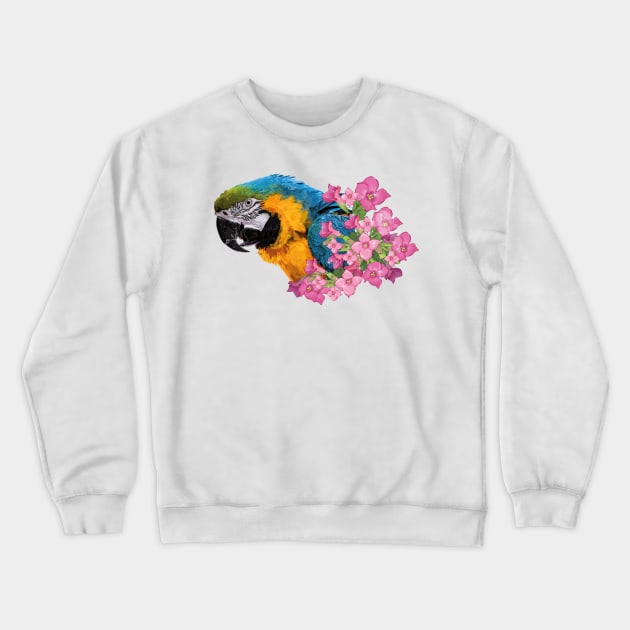 Blue and yellow macaw Crewneck Sweatshirt by obscurite